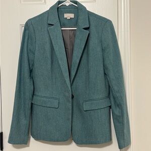 LOFT Teal Herringbone Blazer